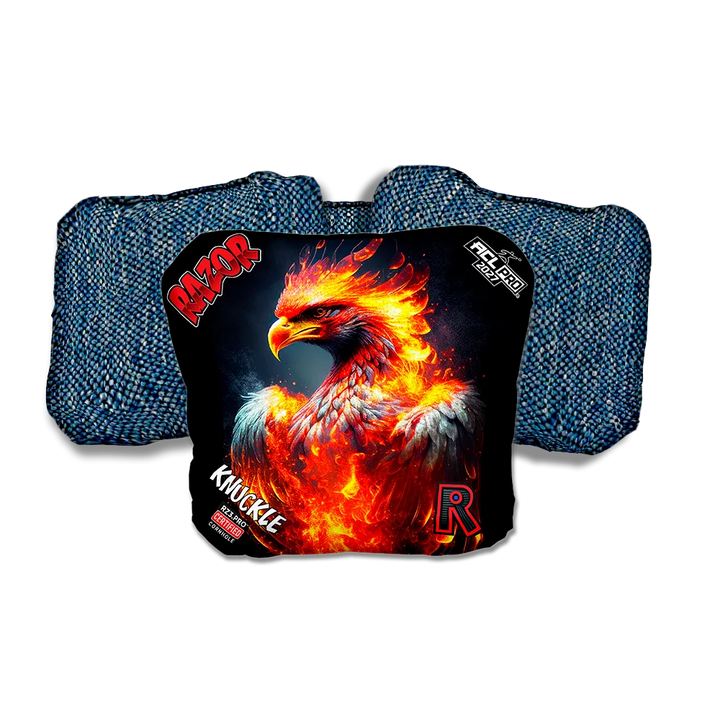 Knuckle PRO Fire Phoenix Blue Back Cornhole Bags