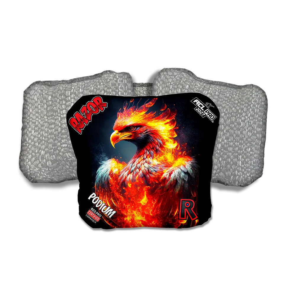 Podium PRO Fire Phoenix Silver Back Cornhole Bags