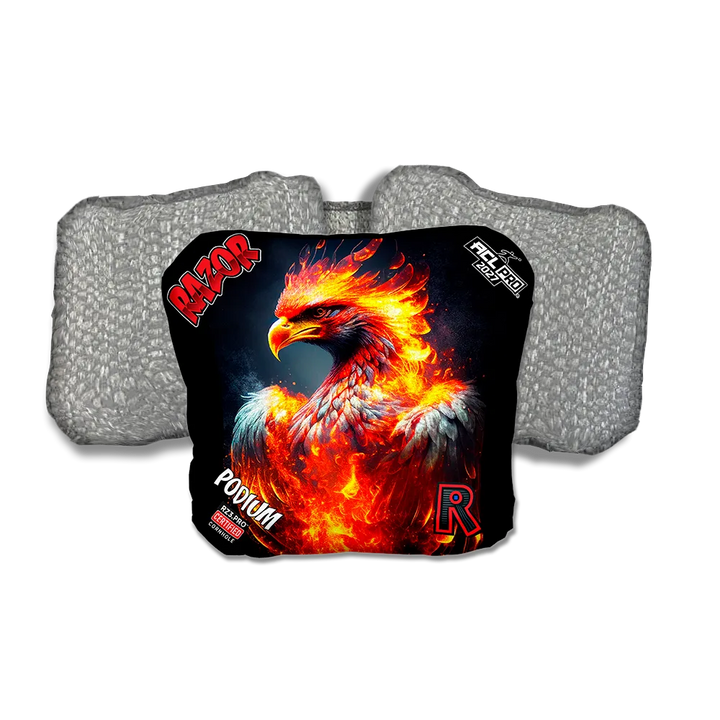 Podium PRO Fire Phoenix Silver Back Cornhole Bags