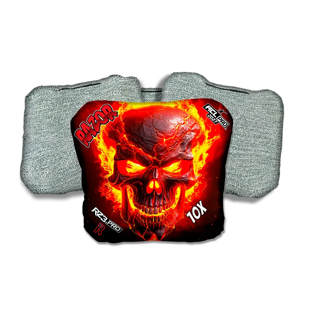10 X PRO Fire Skull Light Back Cornhole Bags
