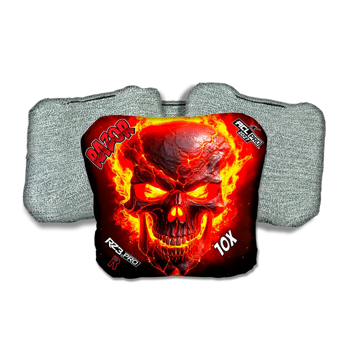 10 X PRO Fire Skull Light Back Cornhole Bags