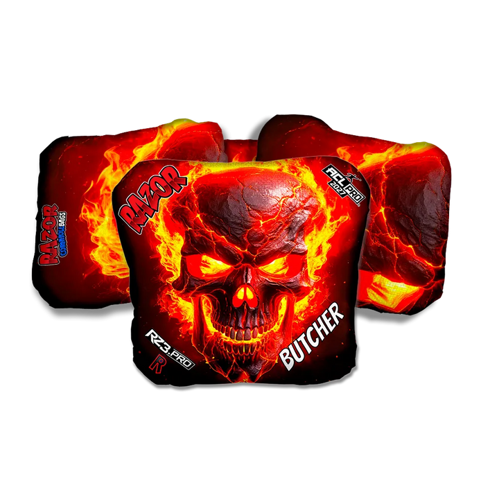Butcher PRO Fire Skull Cornhole Bags