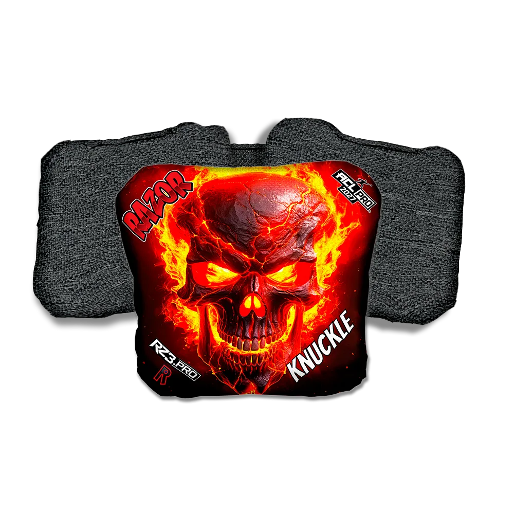 Knuckle PRO Fire Skull Black Back Cornhole Bags