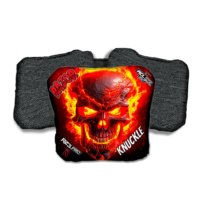 Knuckle PRO Fire Skull Black Back Cornhole Bags