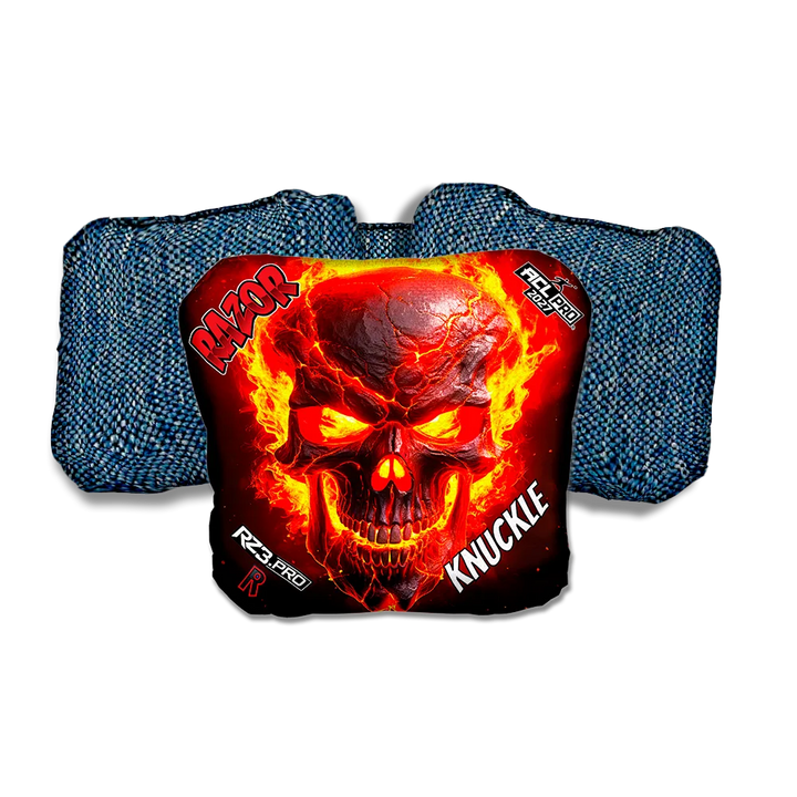 Knuckle PRO Fire Skull Blue Back Cornhole Bags