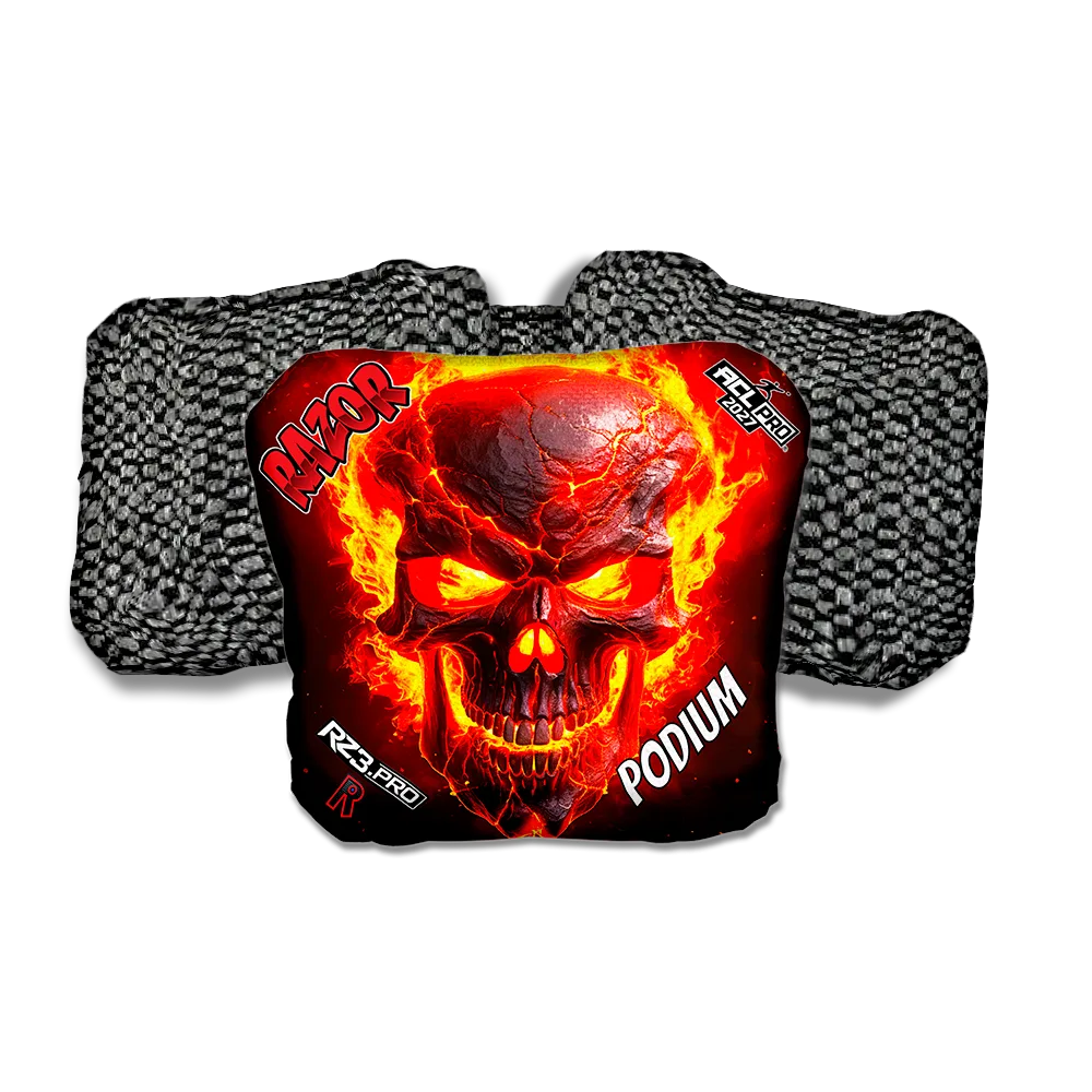 Podium PRO Fire Skull Black Back Cornhole Bags