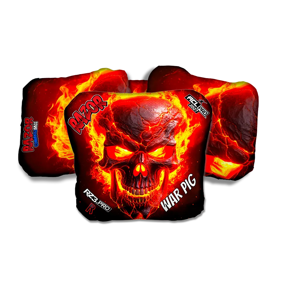 War Pig PRO Fire Skull Cornhole Bags