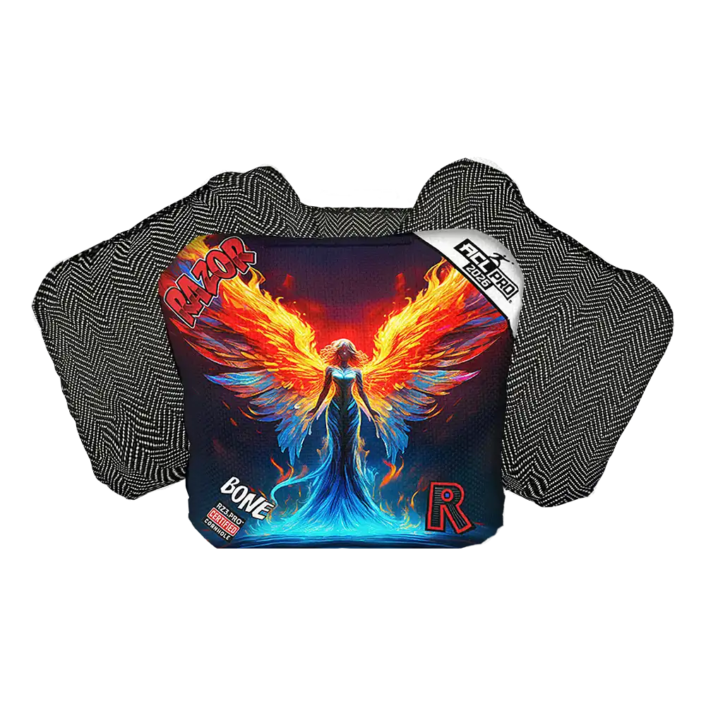 Bone | Flame Angel | ACL PRO Razor Cornhole Bags