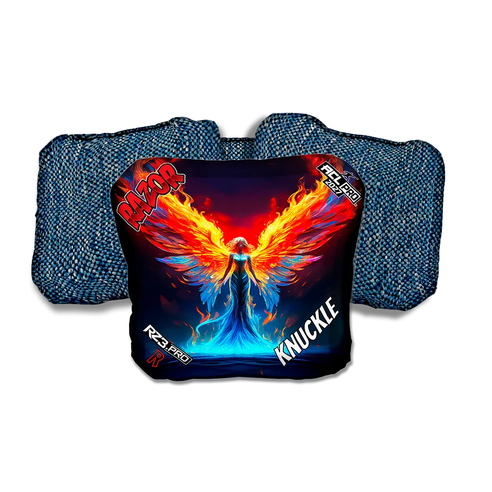 Knuckle PRO Flame Angel Blue Back Cornhole Bags
