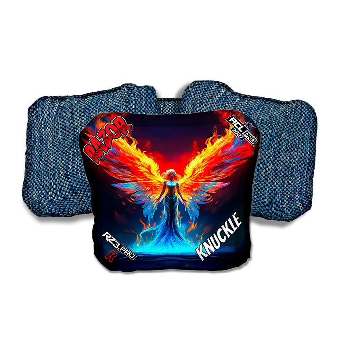 Knuckle PRO Flame Angel Blue Back Cornhole Bags