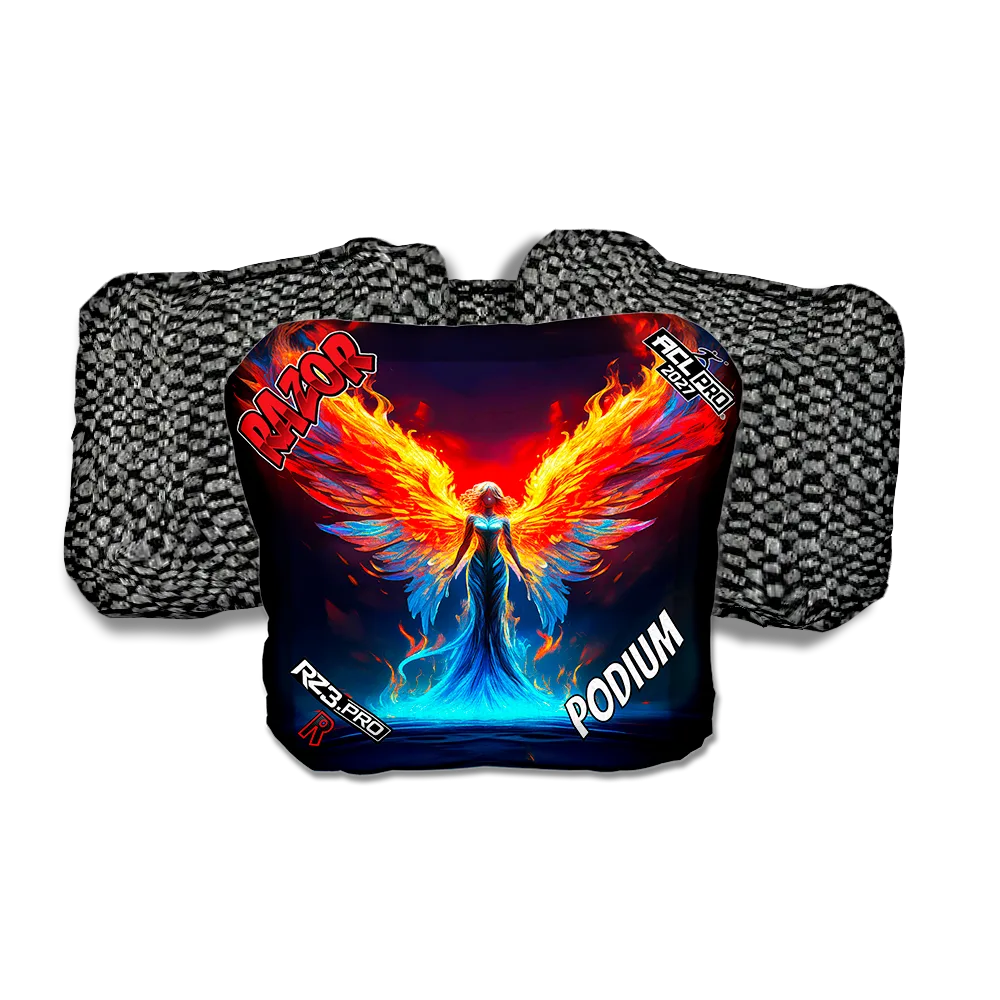 Podium PRO Flame Angel Black Back Cornhole Bags