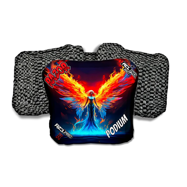 Podium PRO Flame Angel Black Back Cornhole Bags