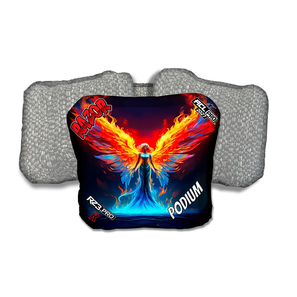 Podium PRO Flame Angel Silver Back Cornhole Bags