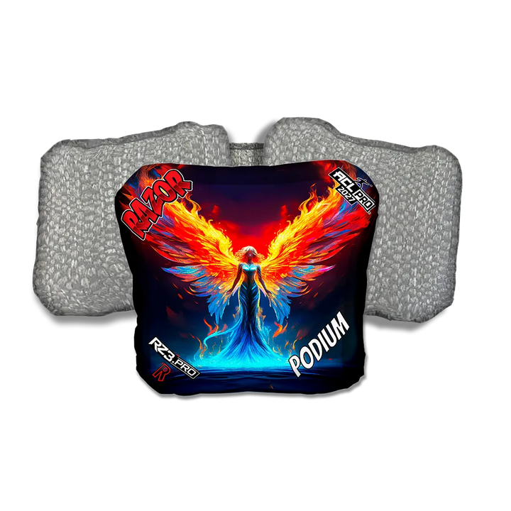 Podium PRO Flame Angel Silver Back Cornhole Bags