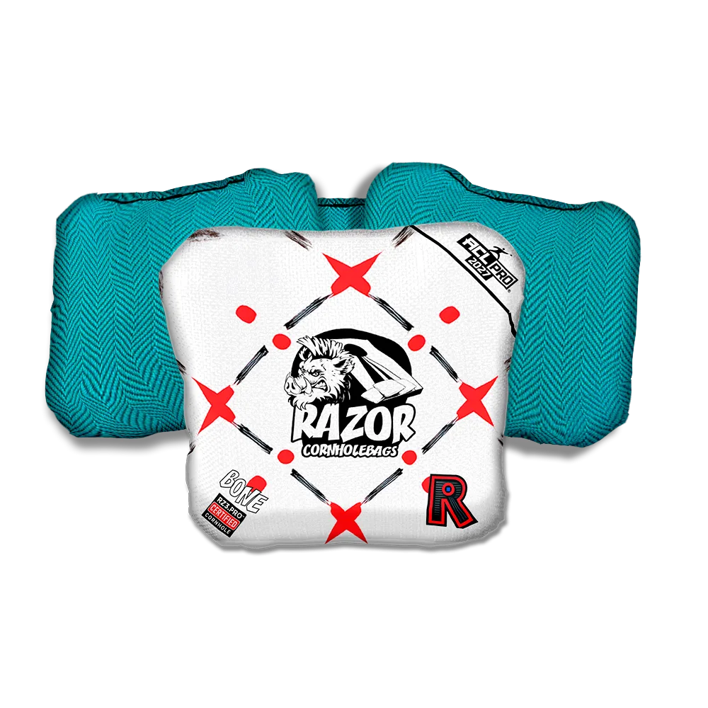 Bone PRO Four Corners Teal Back Cornhole Bags
