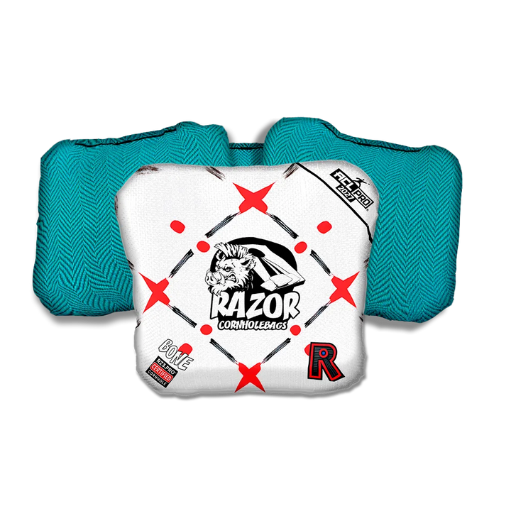 Bone PRO Four Corners Teal Back Cornhole Bags