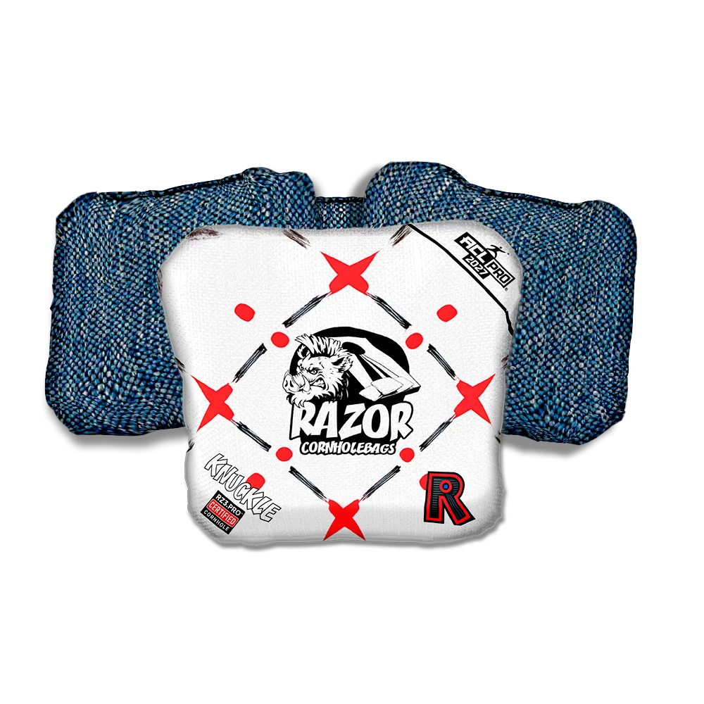 Knuckle PRO Four Corners Blue Back Cornhole Bags