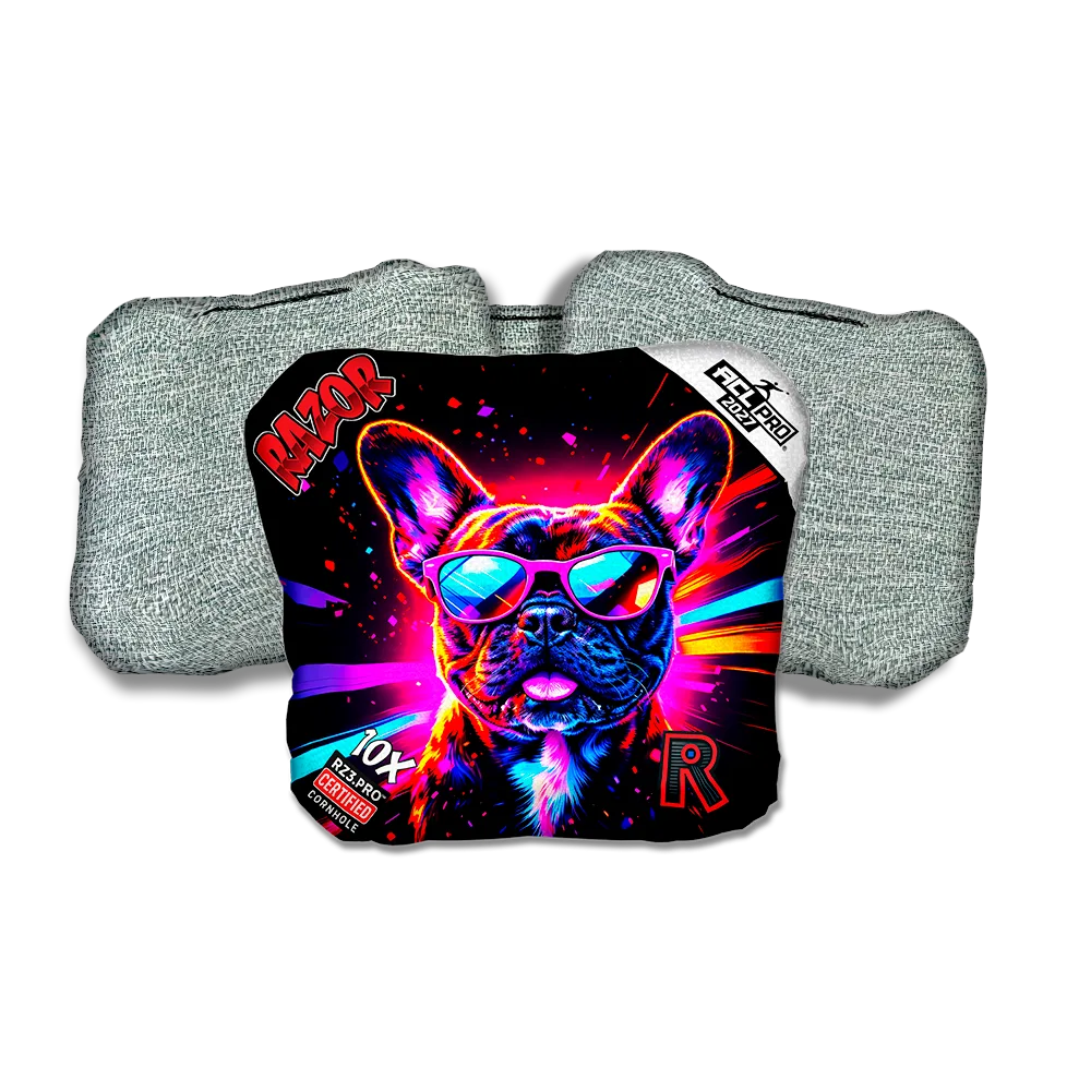 10 X PRO Frenchie Party Animals Light Back Cornhole Bags