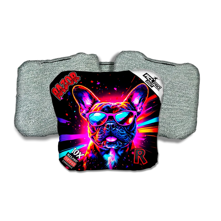 10 X PRO Frenchie Party Animals Light Back Cornhole Bags
