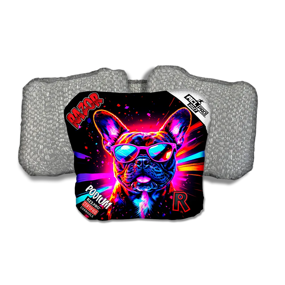 Podium PRO Frenchie Party Animals Silver Back Cornhole Bags