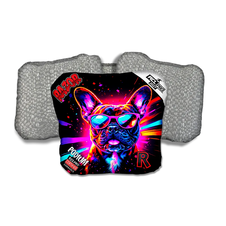 Podium PRO Frenchie Party Animals Silver Back Cornhole Bags