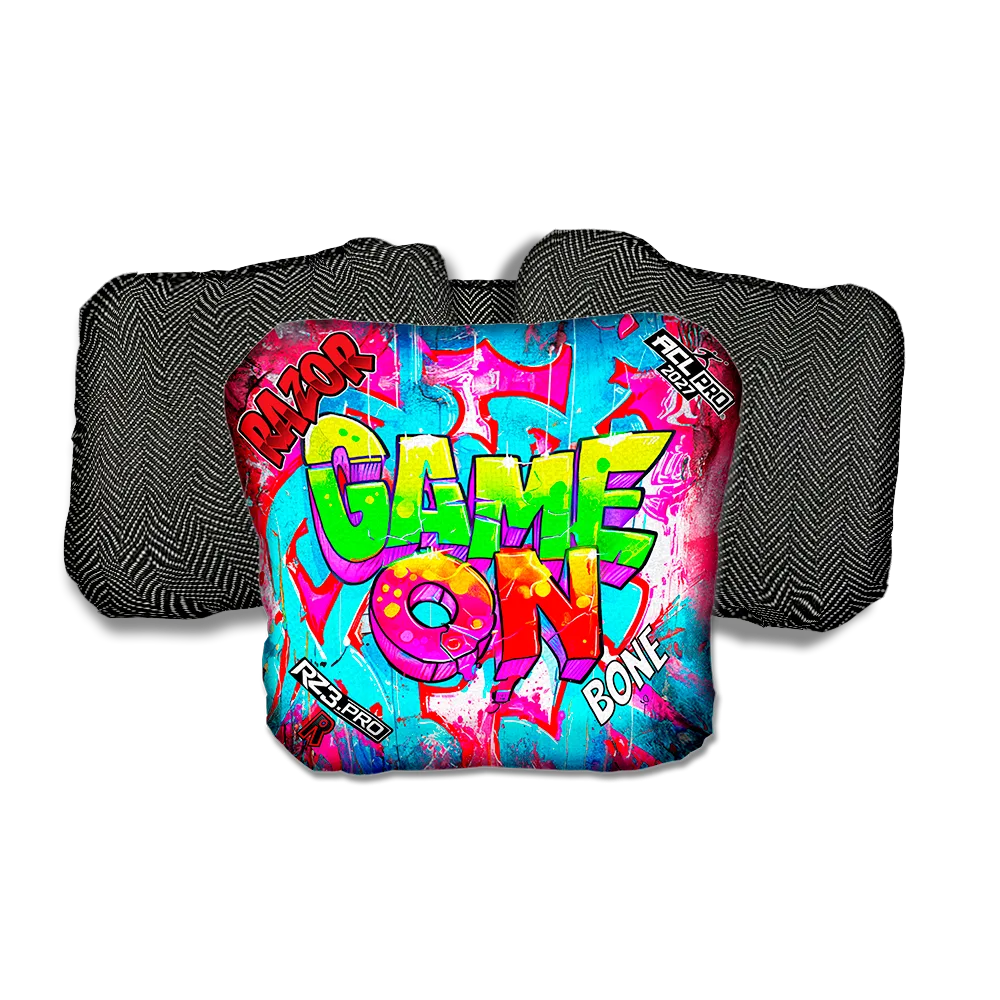 Bone PRO Game On Black Back Cornhole Bags