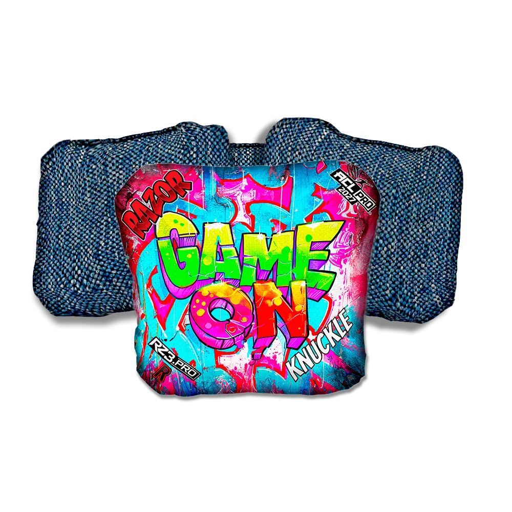 Knuckle PRO Game On Blue Back Cornhole Bags