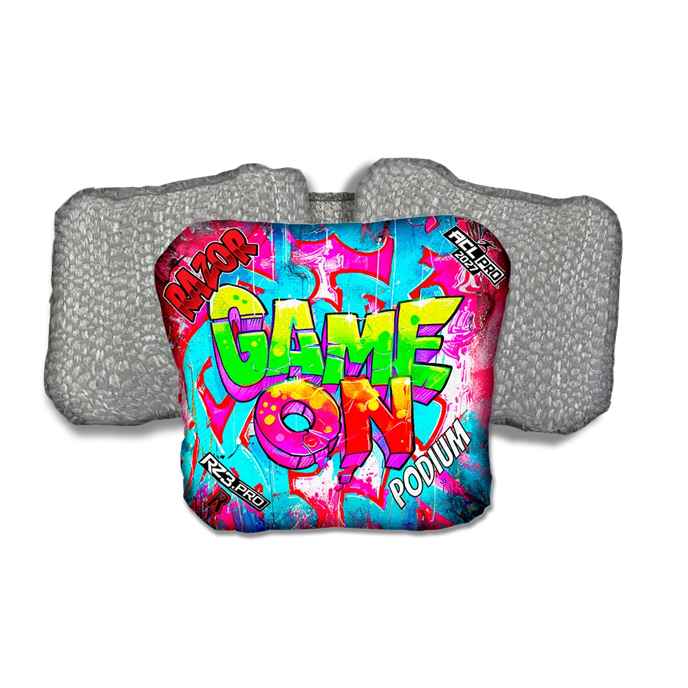 Podium PRO Game On Silver Back Cornhole Bags