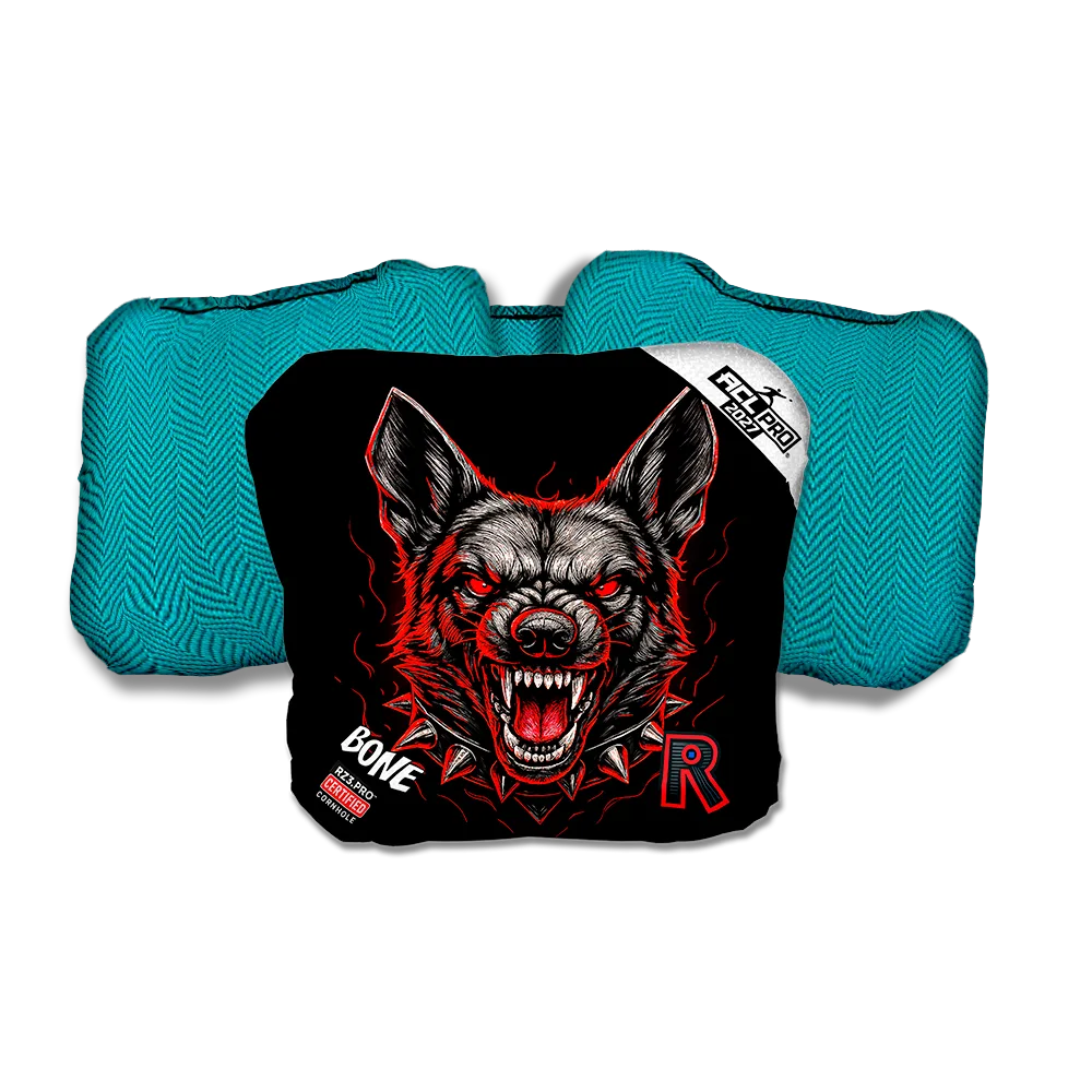 Bone PRO German Shepard Black Series Teal Back Cornhole Bags