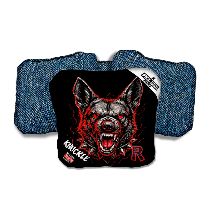 Knuckle PRO German Shepard Black Series Blue Back Cornhole Bags