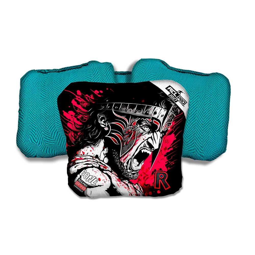 Bone PRO Gladiator Black Series Teal Back Cornhole Bags