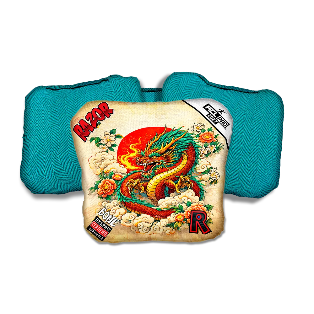 Bone PRO Good Fortune Teal Back Cornhole Bags