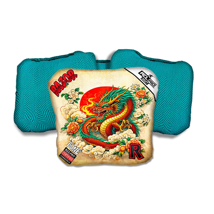 Bone PRO Good Fortune Teal Back Cornhole Bags