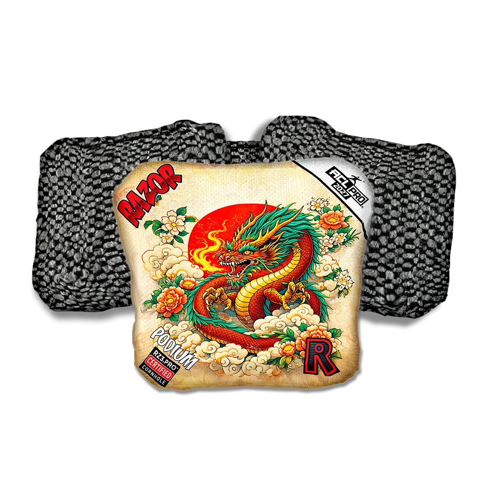 Podium PRO Good Fortune Black Back Cornhole Bags