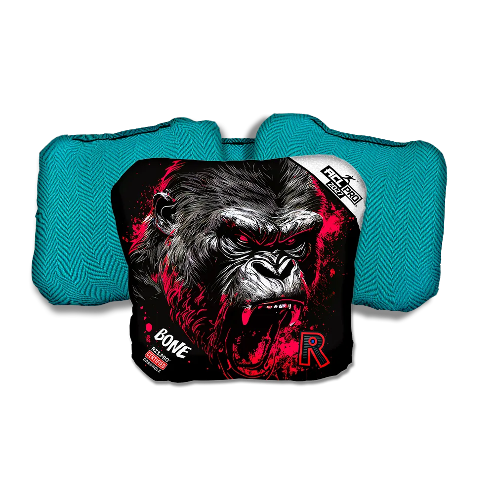 Bone PRO Gorilla Black Series Teal Back Cornhole Bags