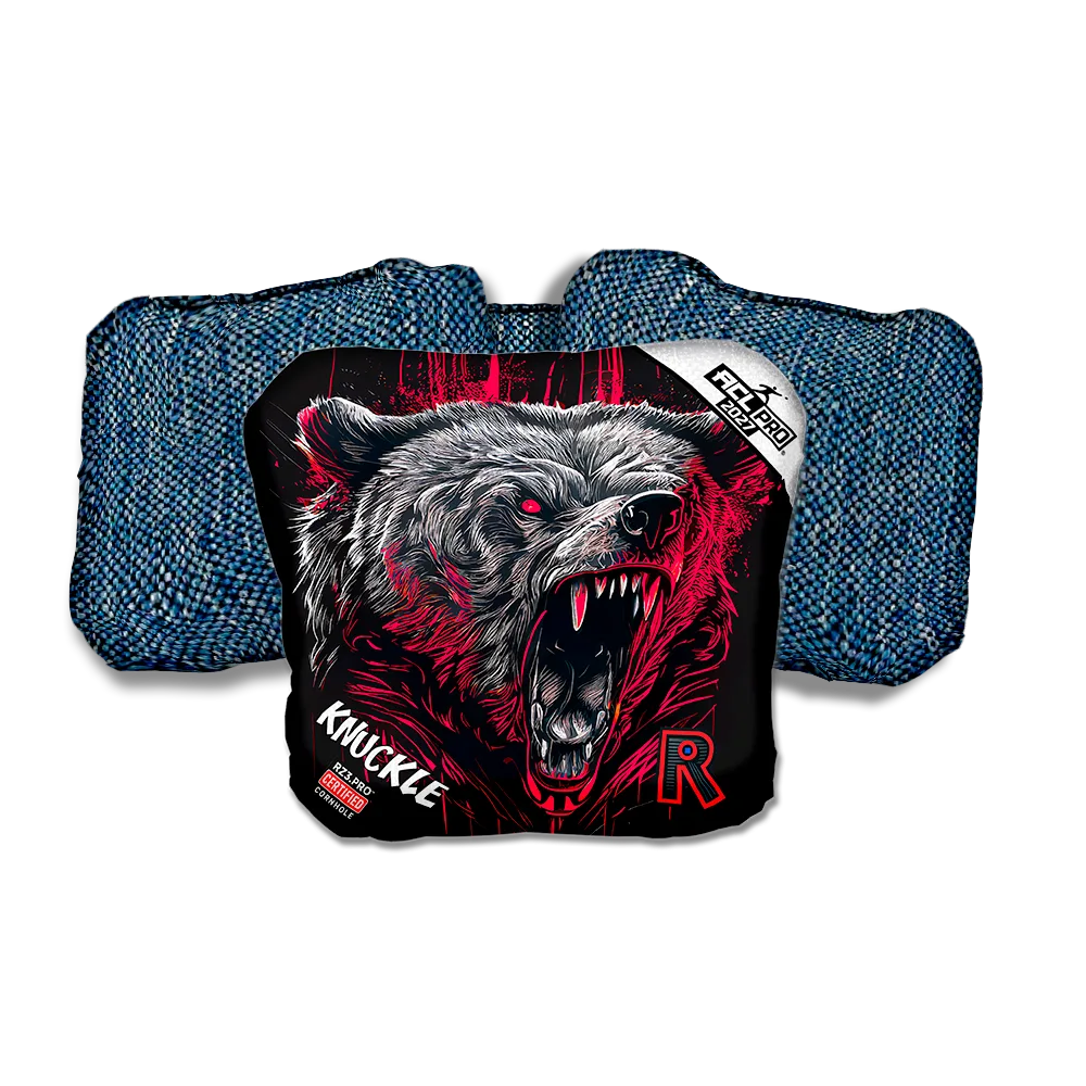 Knuckle PRO Grizzly Black Series Blue Back Cornhole Bags