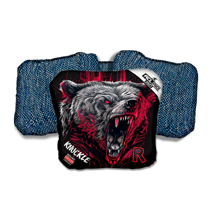 Knuckle PRO Grizzly Black Series Blue Back Cornhole Bags