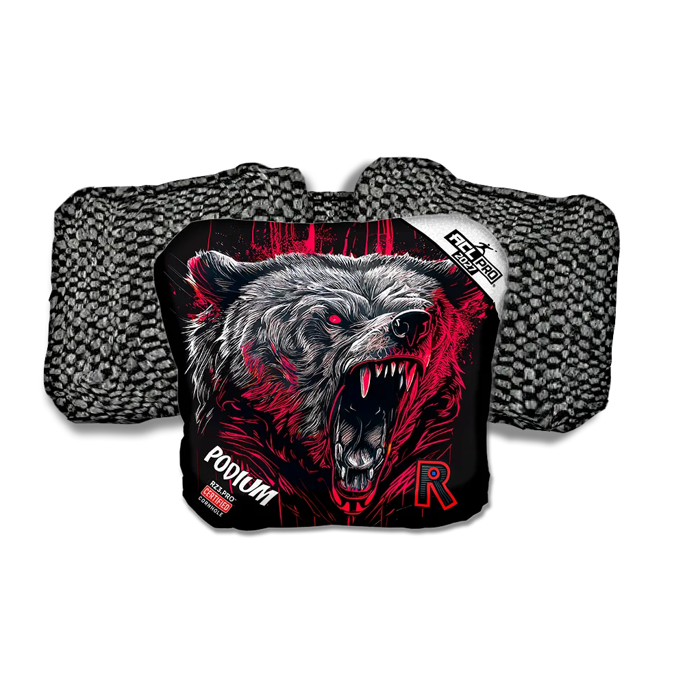 Podium PRO Grizzly Black Series Black Back Cornhole Bags