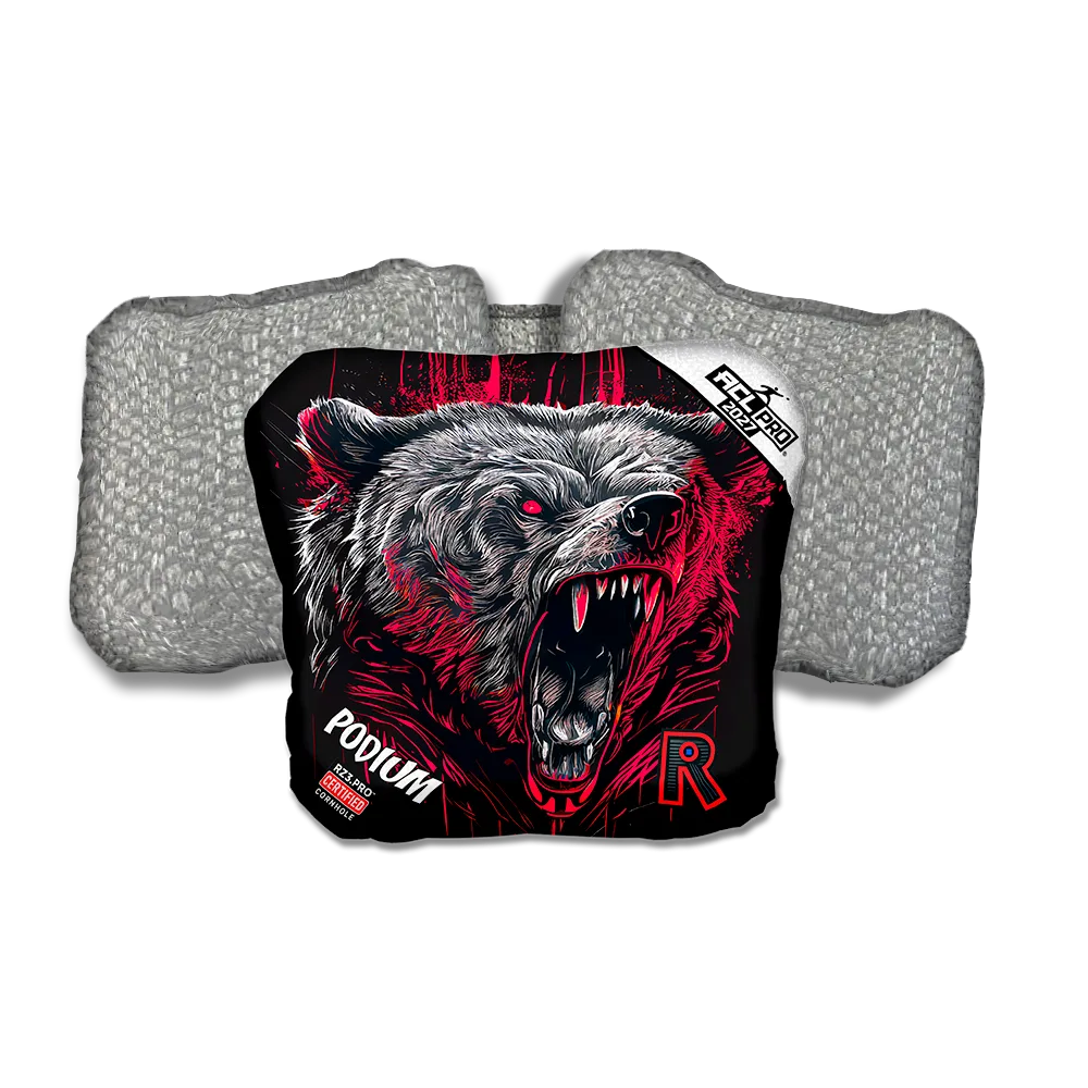 Podium PRO Grizzly Black Series Silver Back Cornhole Bags