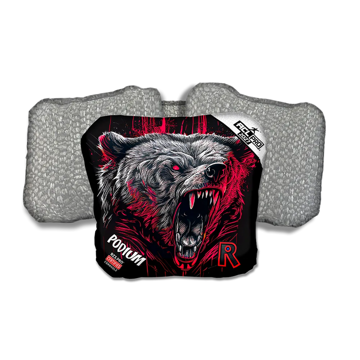 Podium PRO Grizzly Black Series Silver Back Cornhole Bags