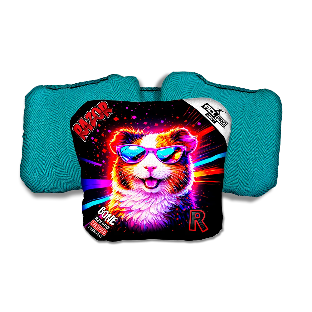 Bone PRO Guineapig Party Animals Teal Back Cornhole Bags
