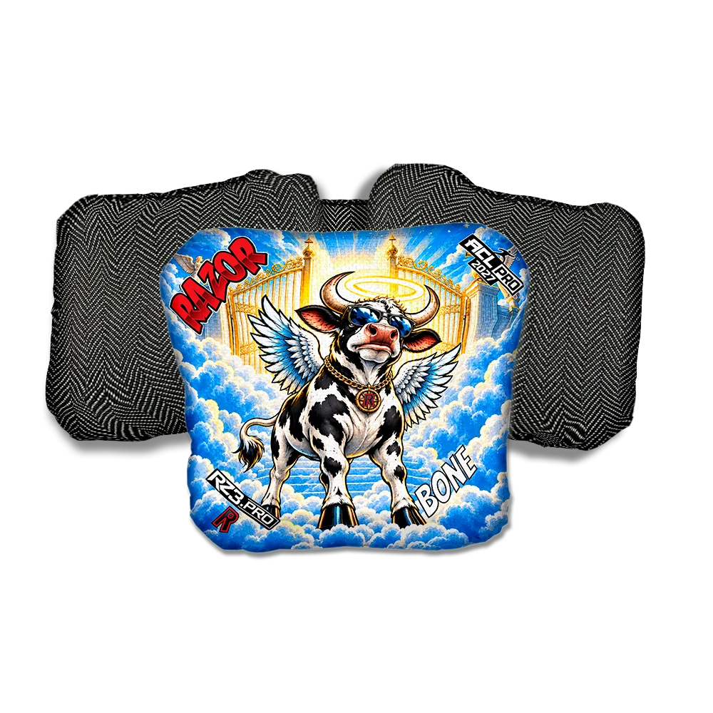 Bone PRO Holy Cow Black Back Cornhole Bags