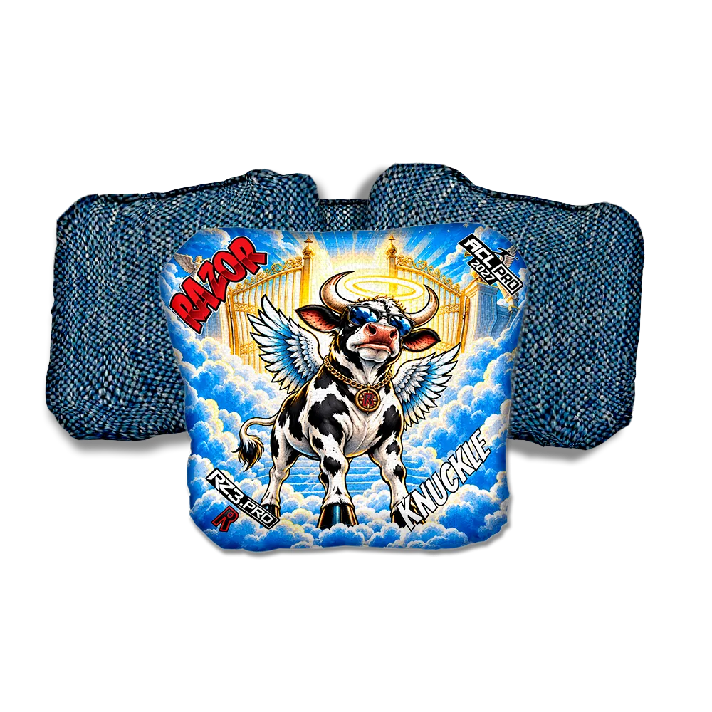 Knuckle PRO Holy Cow Blue Back Cornhole Bags