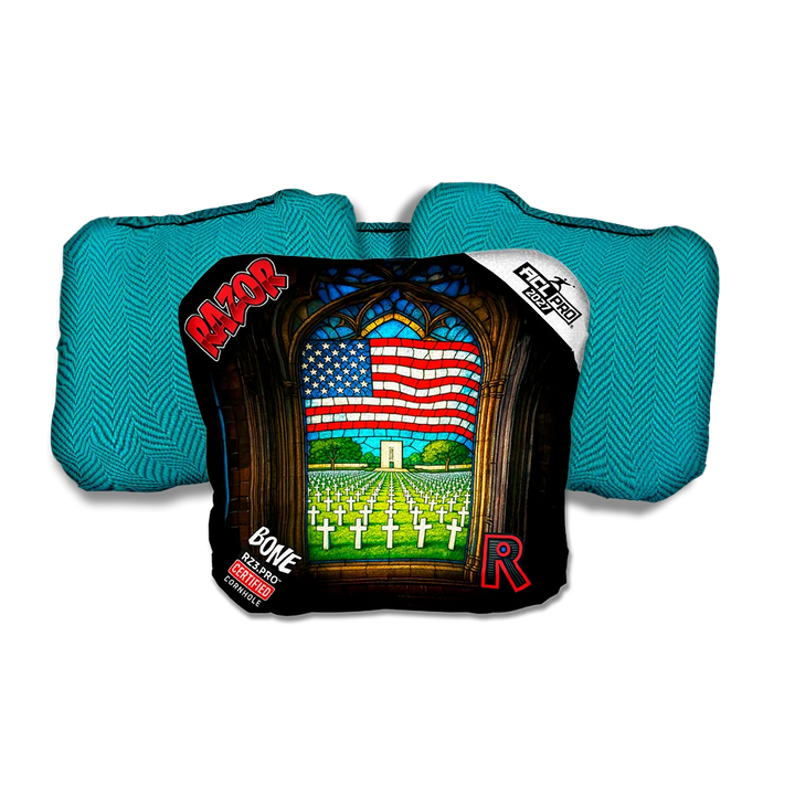 Bone PRO Honor Bound Teal Back Cornhole Bags