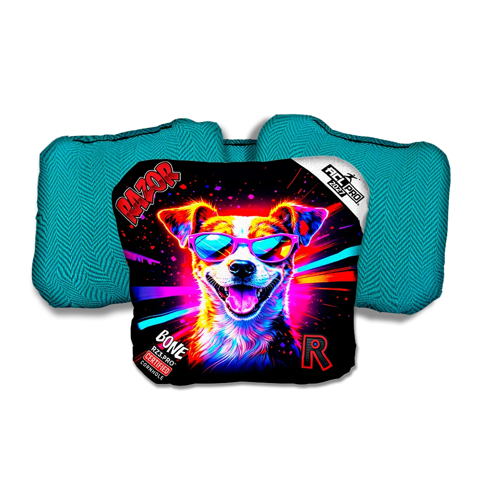Bone PRO Jack Party Animals Teal Back Cornhole Bags