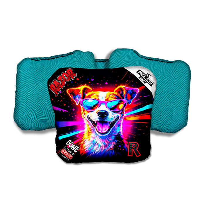 Bone PRO Jack Party Animals Teal Back Cornhole Bags