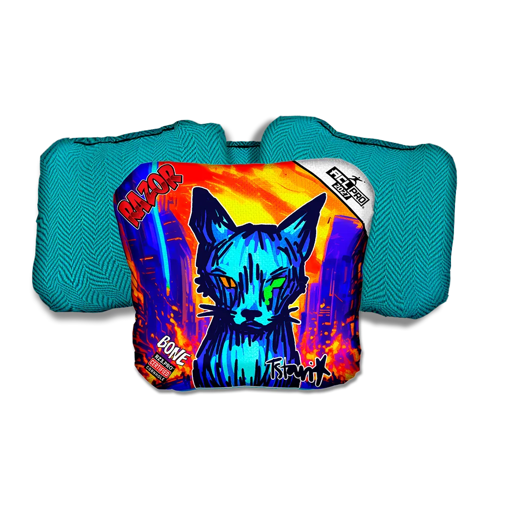 Bone PRO KAOS KITTY Teal Back Cornhole Bags
