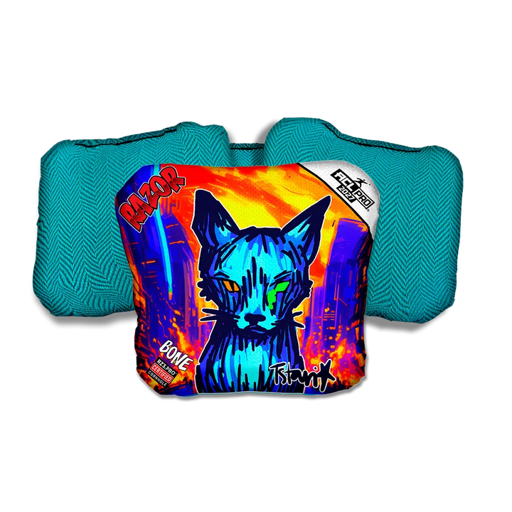 Bone PRO KAOS KITTY Teal Back Cornhole Bags