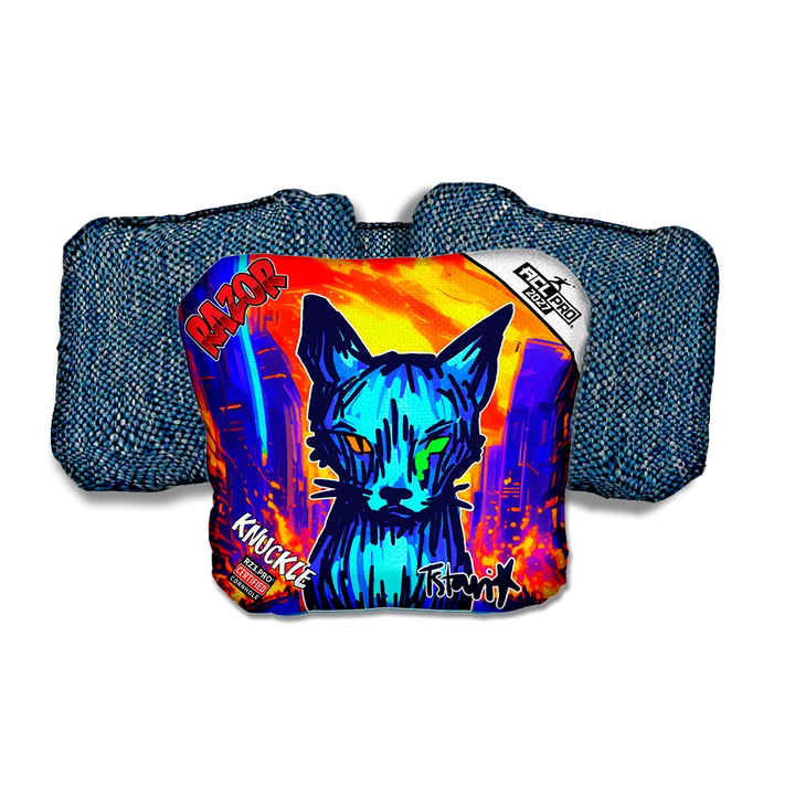 Knuckle PRO KAOS KITTY Blue Back Cornhole Bags