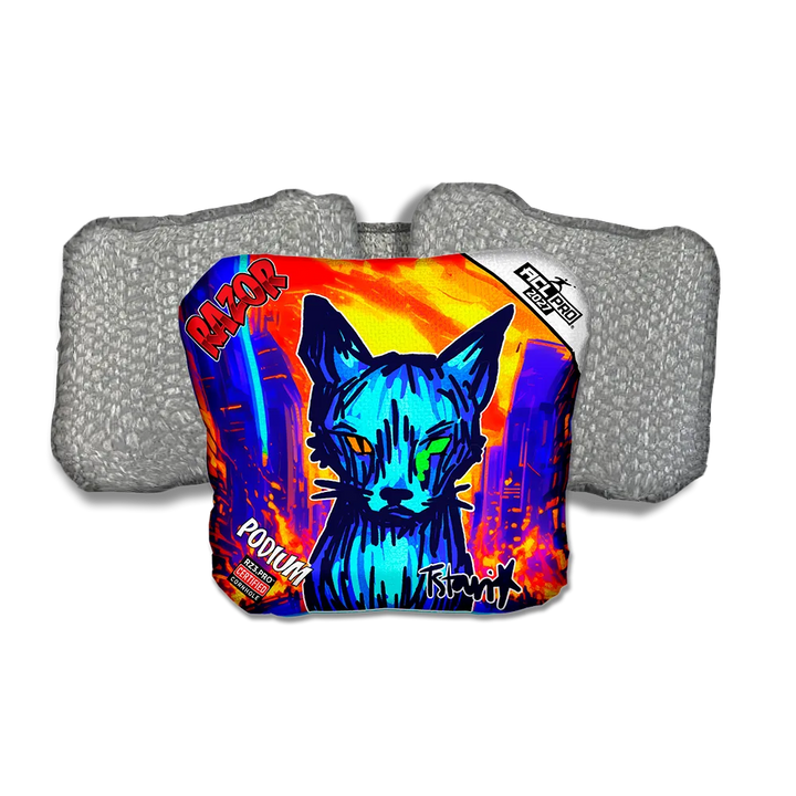 Podium PRO KAOS KITTY Silver Back Cornhole Bags